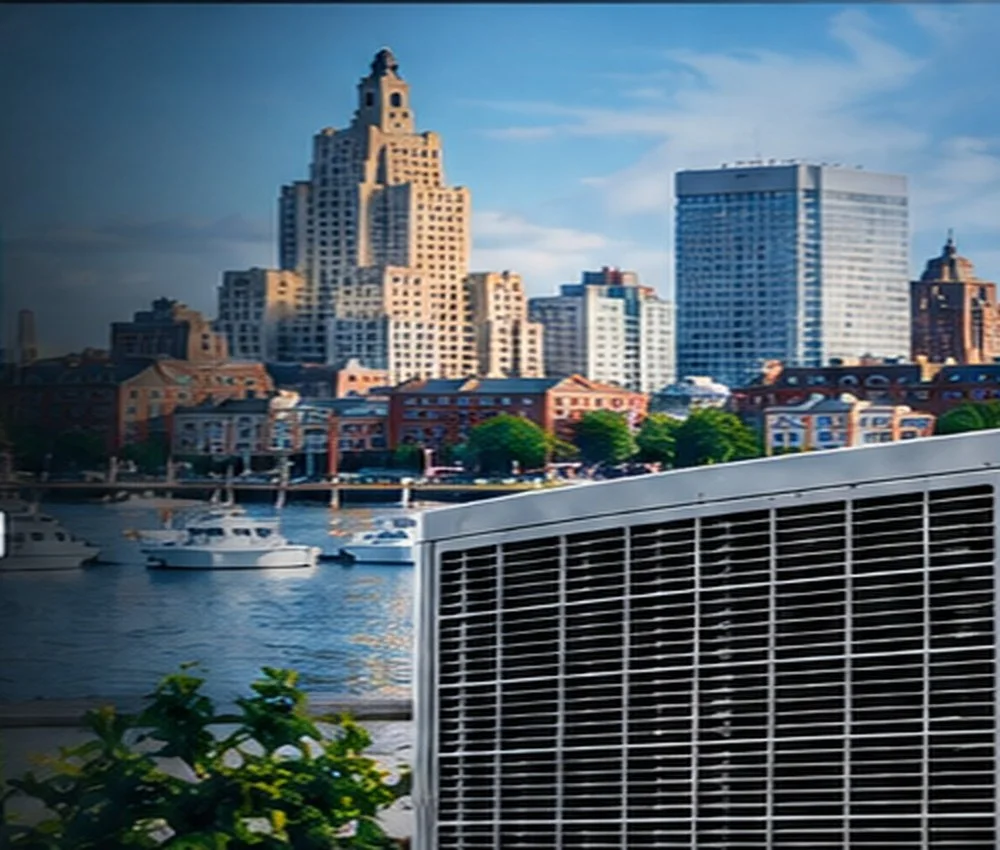 Commercial HVAC equipment in an urban setting